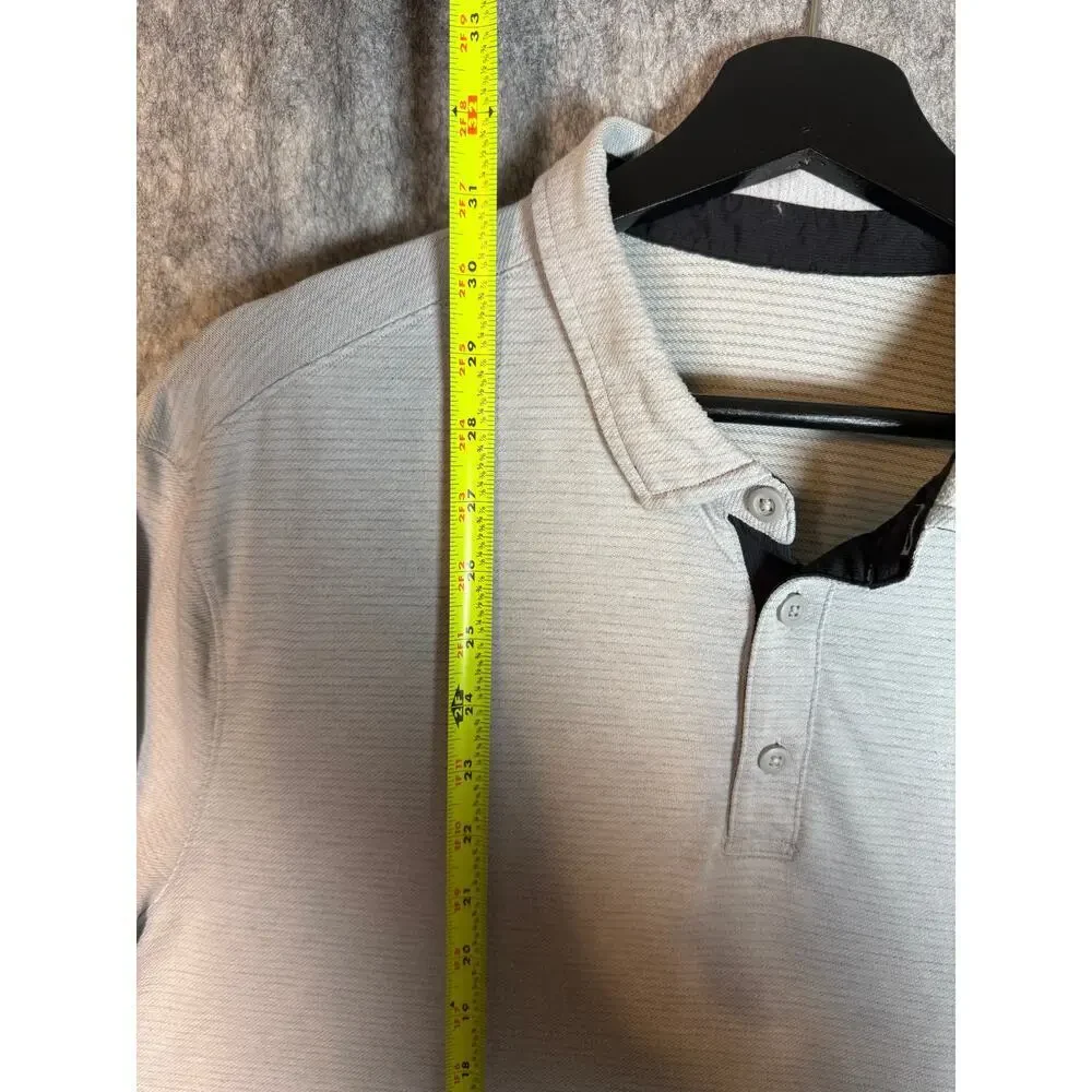 Lululemon Mens Gray Striped XL Performance Polo Stretch Comfort Golf Preppy - Picture 7 of 7